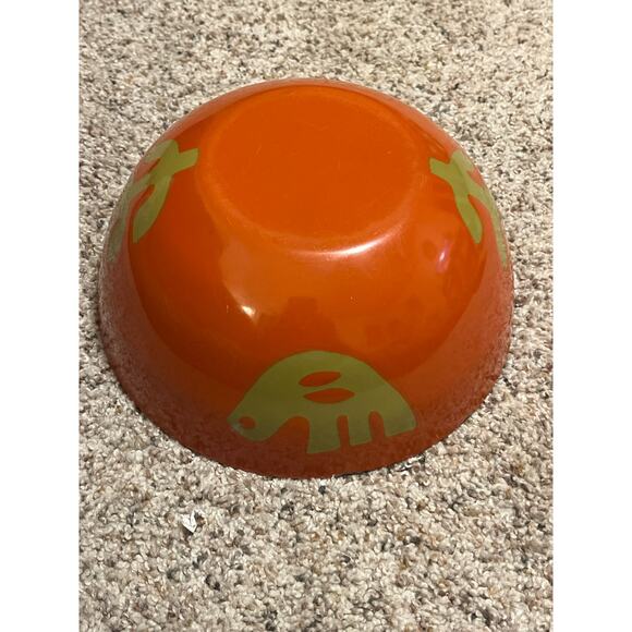 "Vintage MCM Hanova of Pasadena Enamelware Bowl Orange Chartreuse Green 8" RARE - Picture 8 of 15